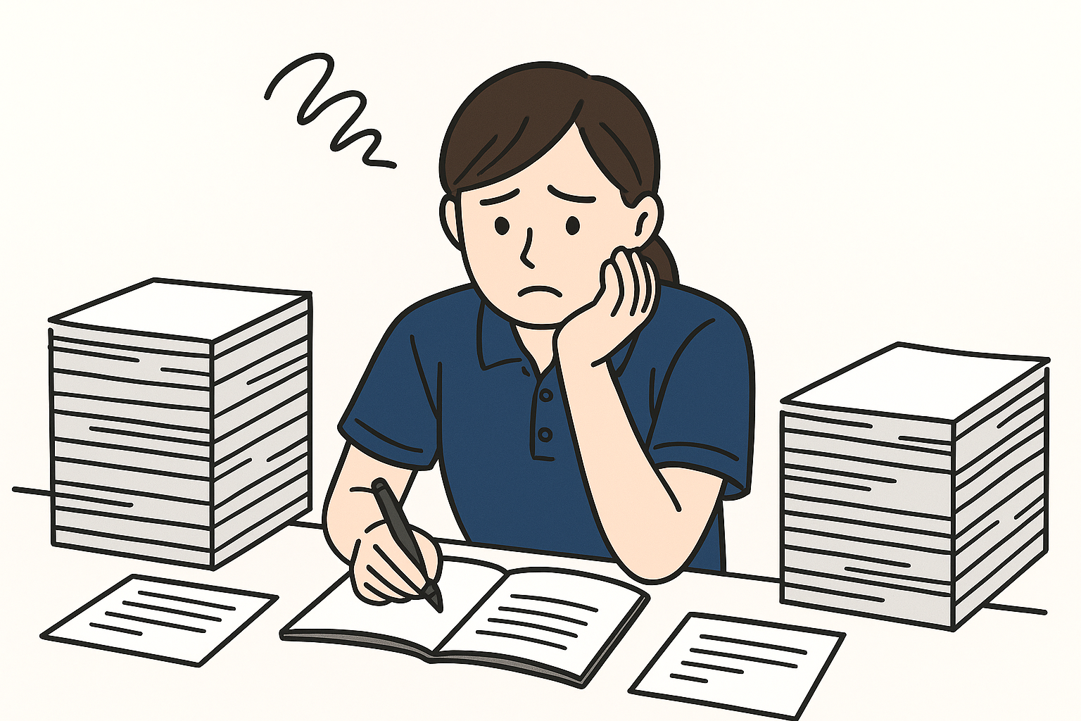 書類に追われる介護職員